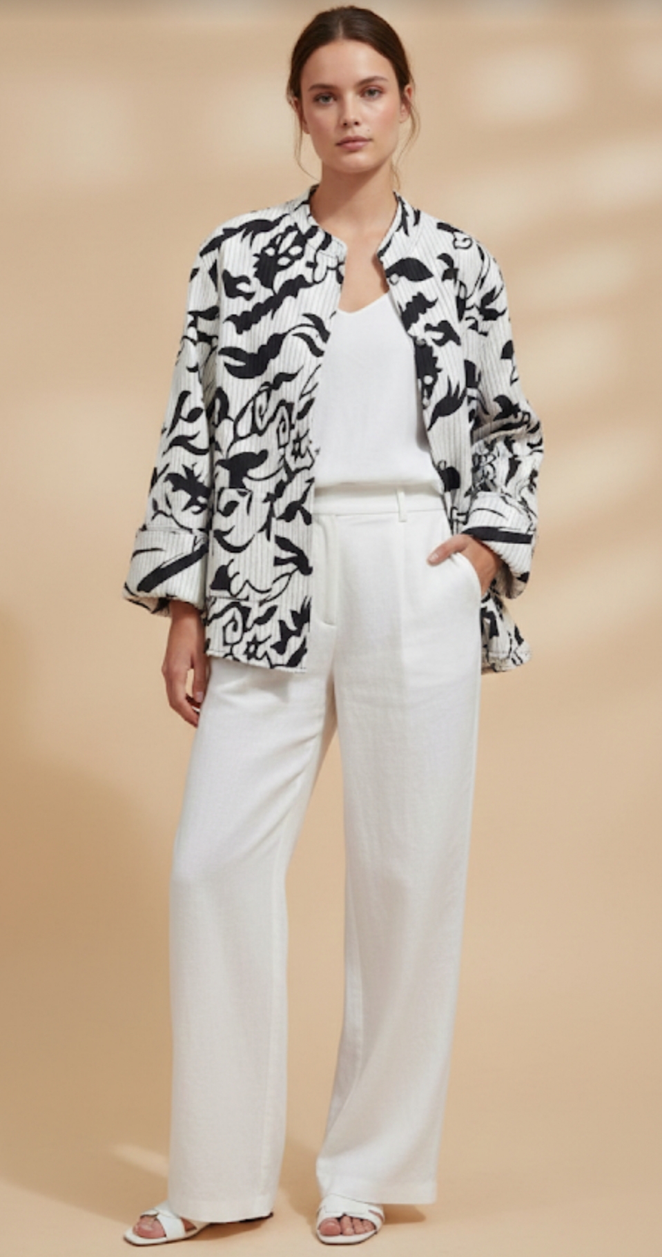 CHAQUETA DE ALGODÓN REVERSIBLE BLANCOS Y NEGROS - Imagen 3