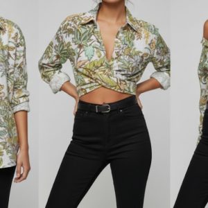 CAMISA DE ALGODÓN, DE MANGA LARGA, DE FLORES DE COLORES