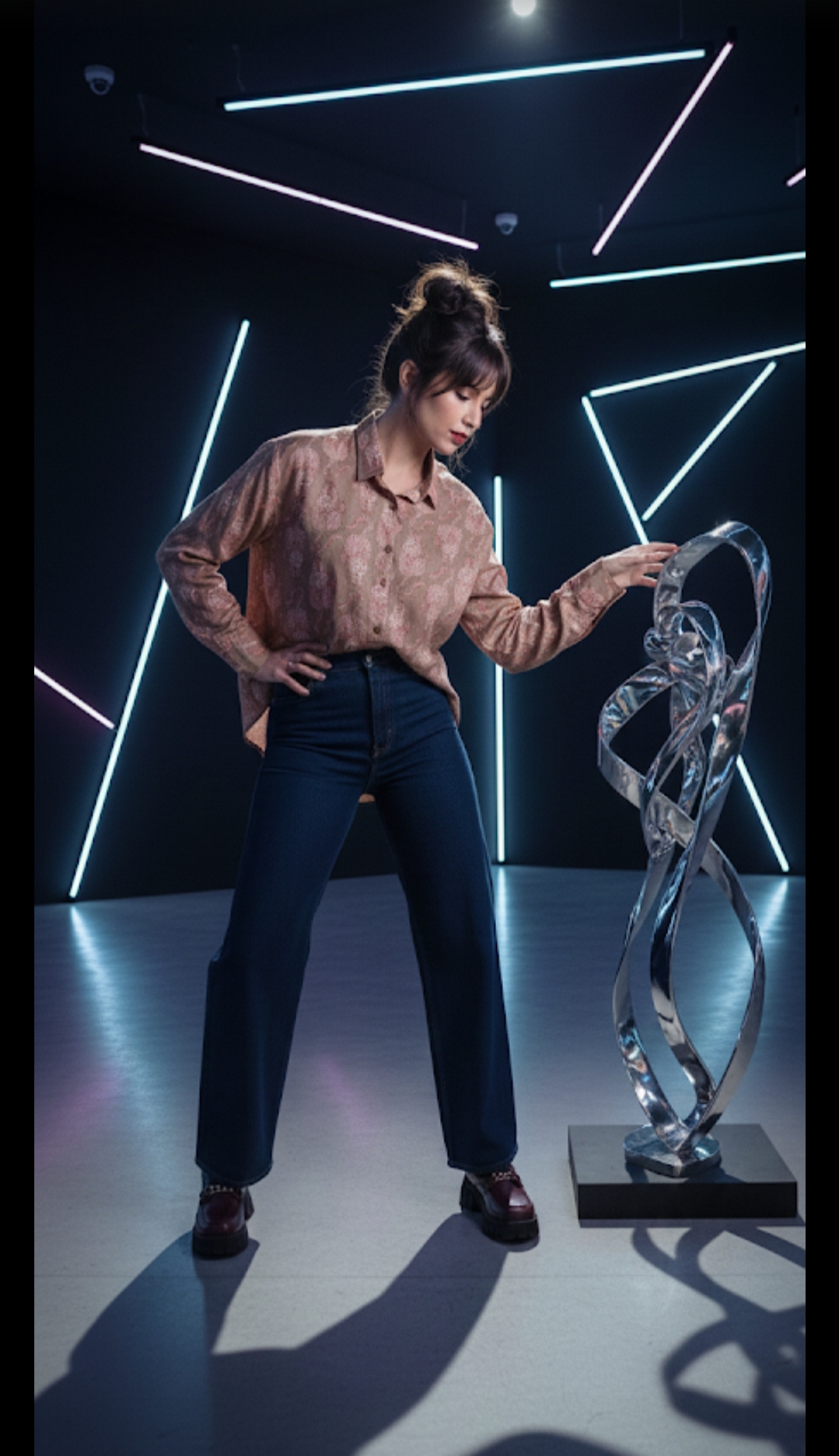 CAMISA DE ALGODÓN, DE MANGA LARGA, MARRÓN CON TIGRES EN ROJO - Imagen 2