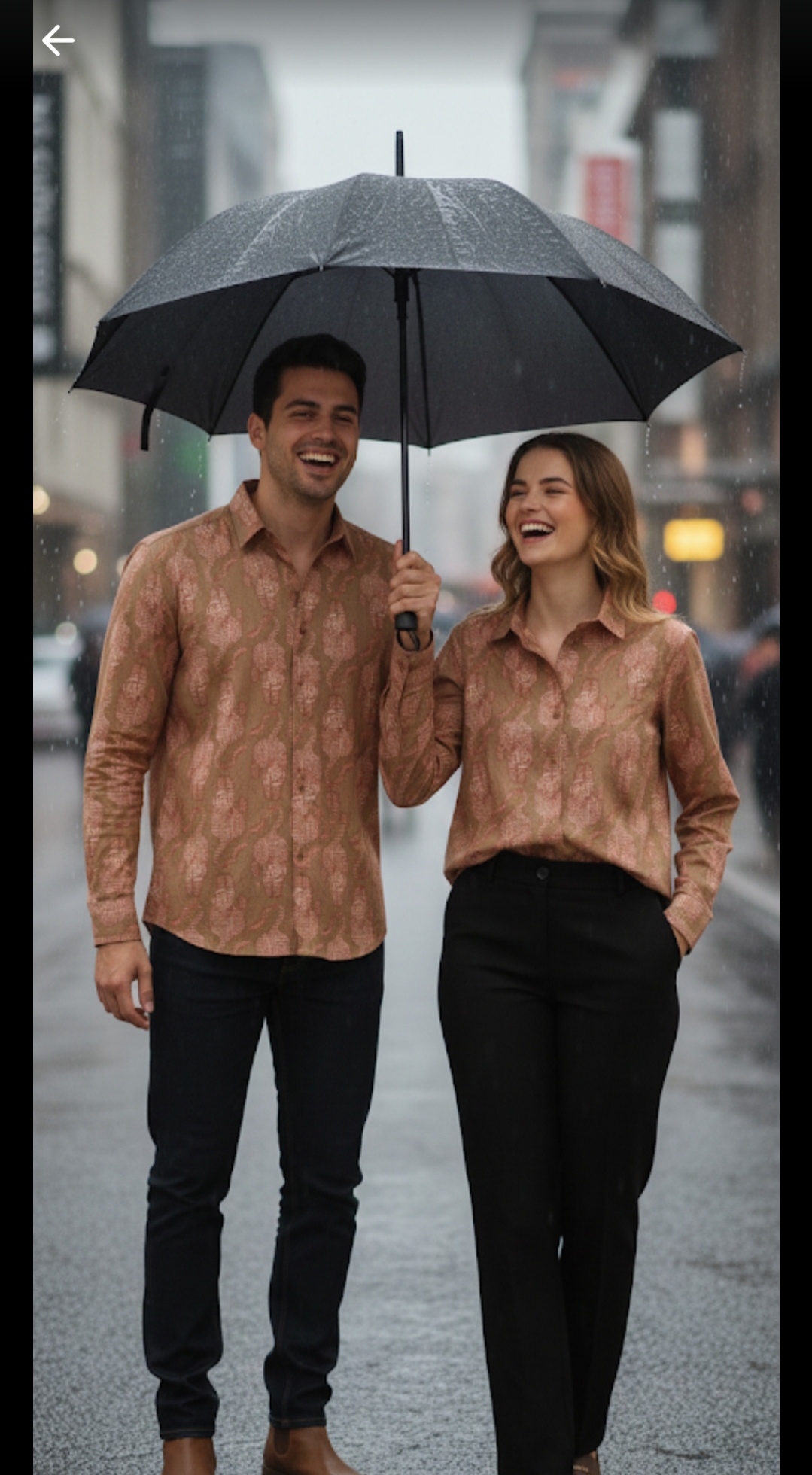 CAMISA DE ALGODÓN, DE MANGA LARGA, MARRÓN CON TIGRES EN ROJO - Imagen 3