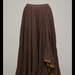 FALDA DE SEDA, ESTILO BOLLYWOOD, EN TONOS VERDE Y MORADO