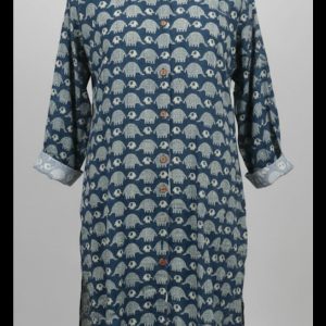 CAMISERO DE ALGODÓN, EN TONOS AZULES CON ELEFANTES