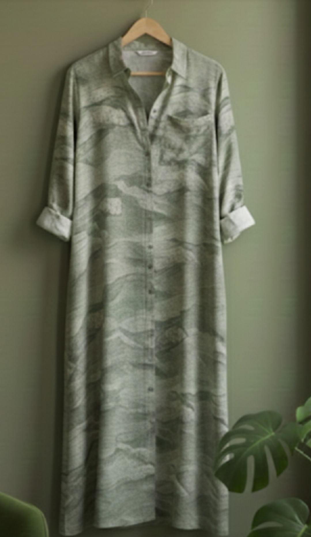 CAMISERO EN SEDA SATINADA EN TONOS VERDES